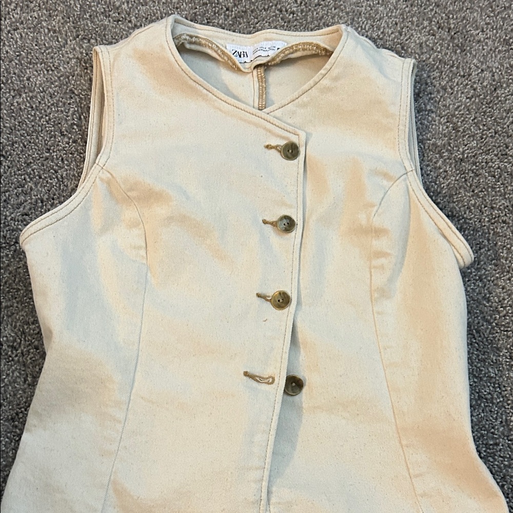 Zara Cream Button-Up Vest